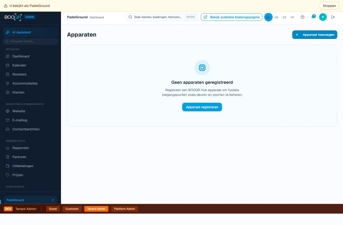 IoT apparaat monitoring dashboard