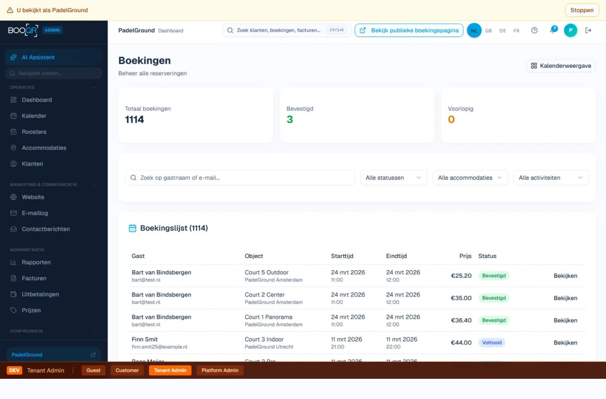 Calendrier de réservation en temps réel